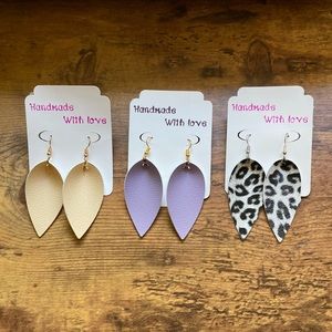 Handmade Leather Earring’s set of 3